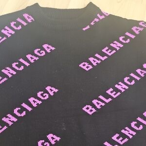 Balenciaga Black and Pink Logo Sweater